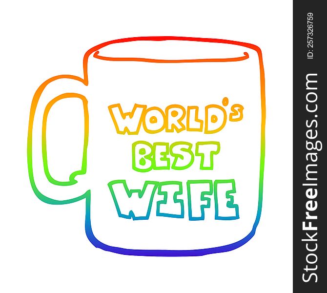rainbow gradient line drawing of a worlds best wife mug