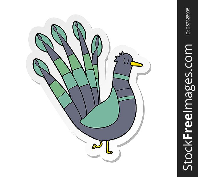 distressed sticker of a cartoon peacock