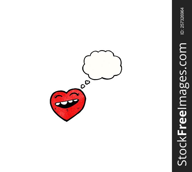 happy heart with thought bubble cartoon