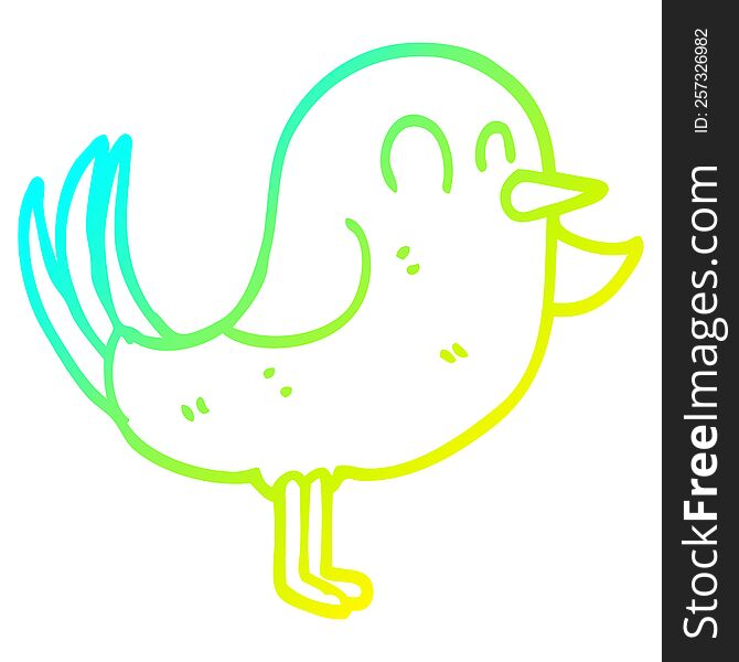 cold gradient line drawing of a cartoon bird pointing