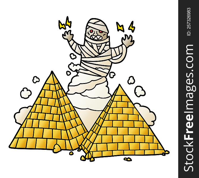 cartoon mummy and pyramids. cartoon mummy and pyramids