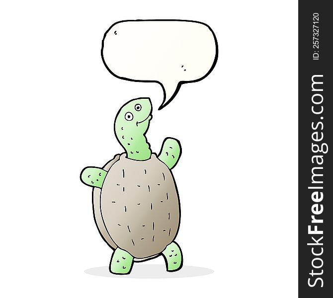 cartoon happy turtle with speech bubble