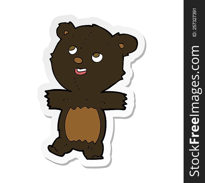 Sticker Of A Cartoon Black Bear