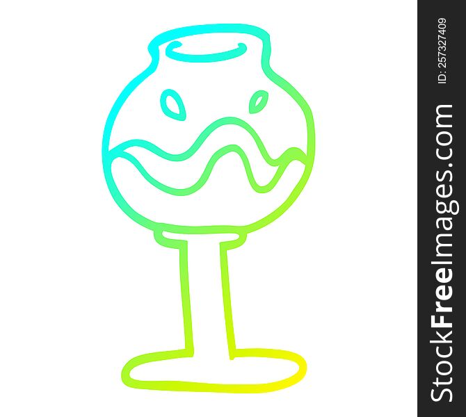 cold gradient line drawing cartoon glass of wine