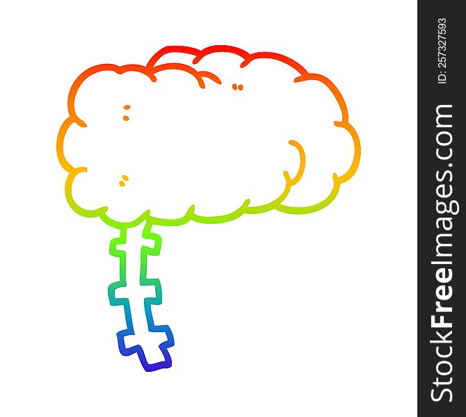 Rainbow Gradient Line Drawing Cartoon Brain