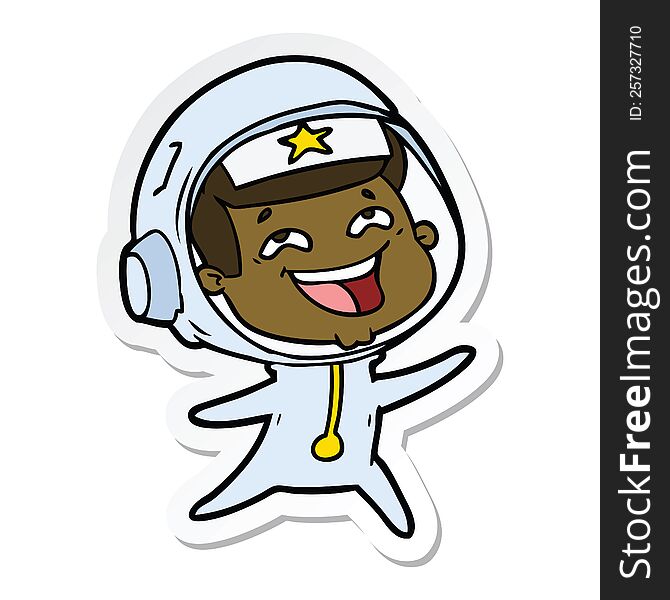 Sticker Of A Cartoon Laughing Astronaut