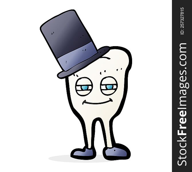 Cartoon Tooth Wearing Top Hat