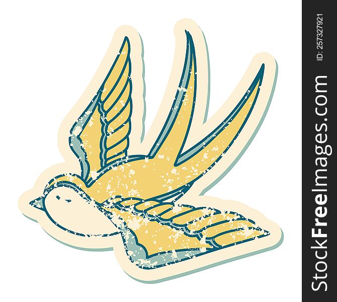 iconic distressed sticker tattoo style image of a swallow. iconic distressed sticker tattoo style image of a swallow