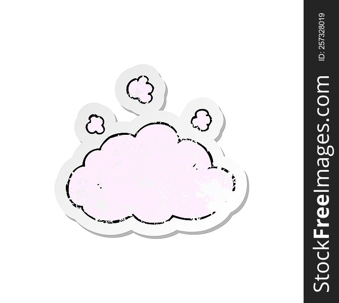 retro distressed sticker of a cartoon fluffy pink cloud