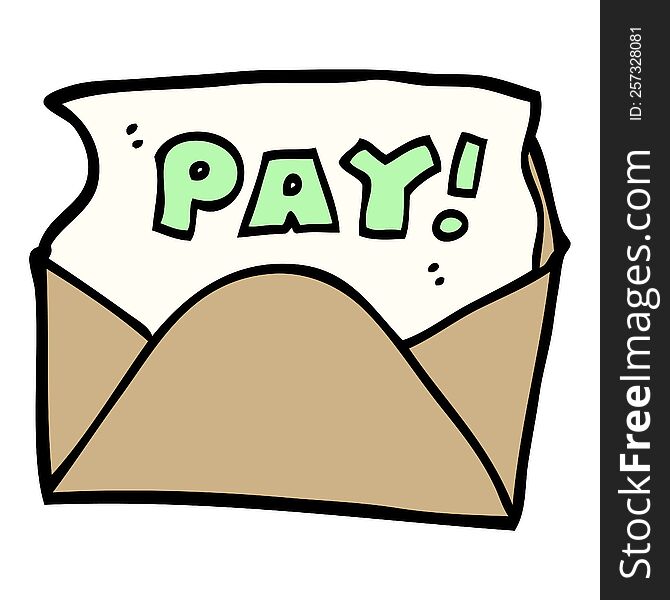 Hand Drawn Doodle Style Cartoon Pay Packet