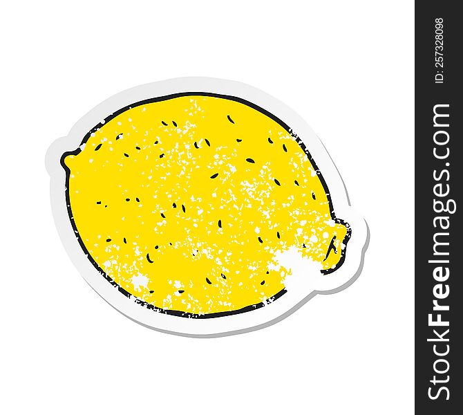 Retro Distressed Sticker Of A Cartoon Lemon