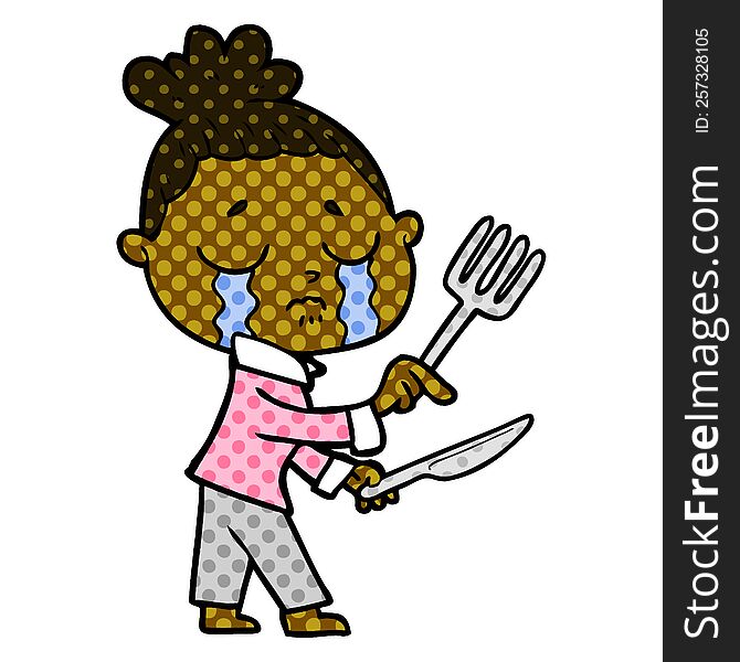 cartoon crying hungry woman pointing. cartoon crying hungry woman pointing