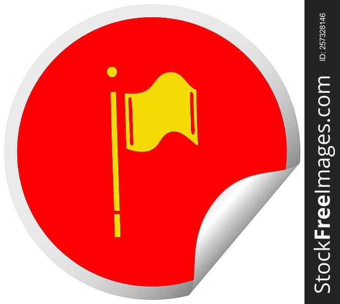 Circular Peeling Sticker Cartoon Red Flag