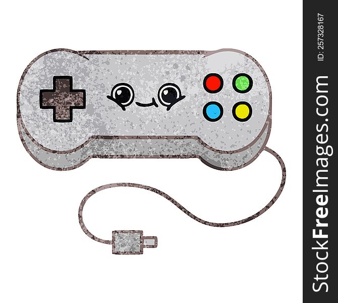 retro grunge texture cartoon of a game controller