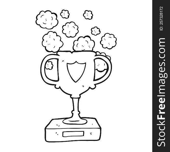 Black And White Cartoon Old Trophy