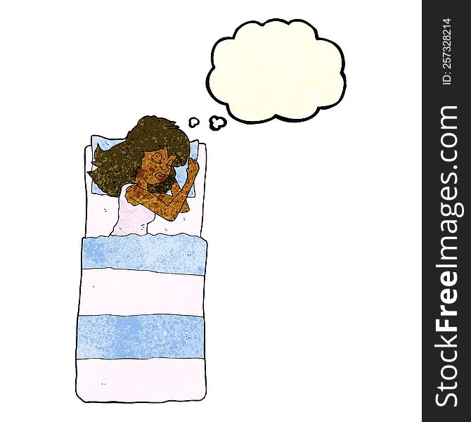 Cartoon Sleeping Woman With Thought Bubble