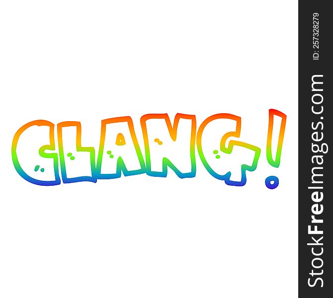 rainbow gradient line drawing of a cartoon word clang
