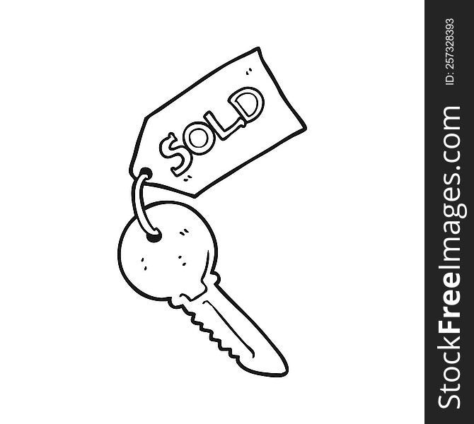 black and white cartoon new house key