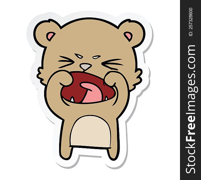 Sticker Of A Angry Cartoon Bear