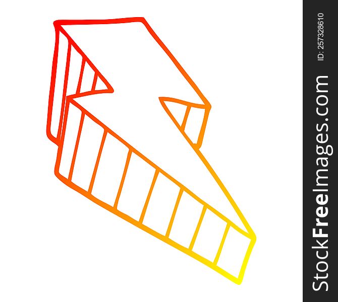 warm gradient line drawing of a cartoon decorative lightning bolt