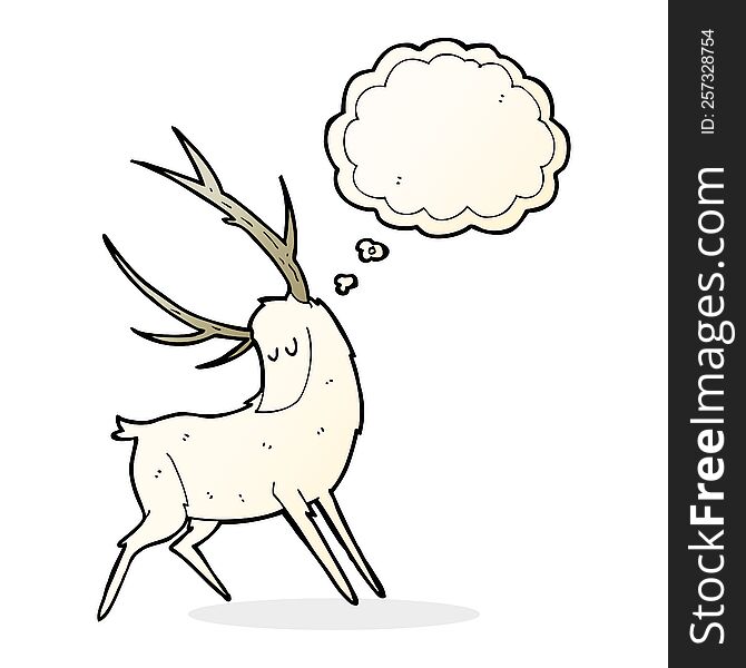 cartoon white stag with thought bubble