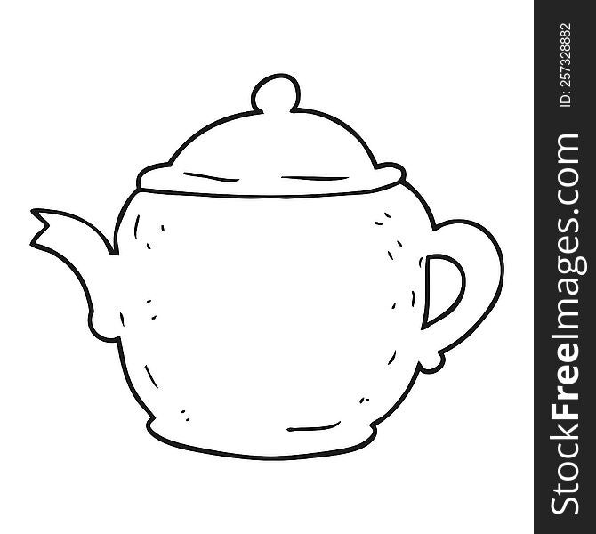 Black And White Cartoon Teapot