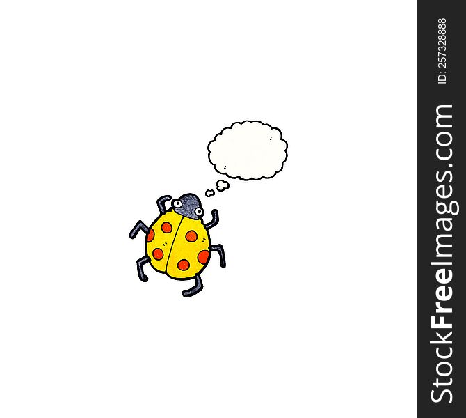 cartoon ladybug with thought bubble