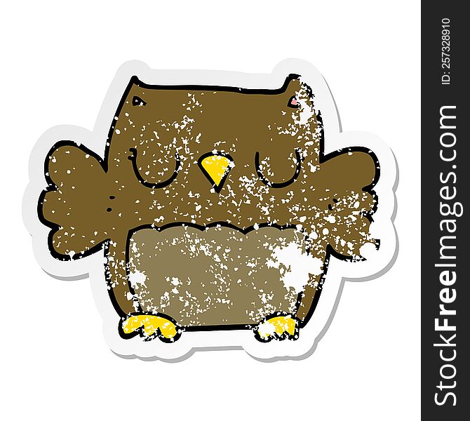Distressed Sticker Of A Cute Cartoon Owl