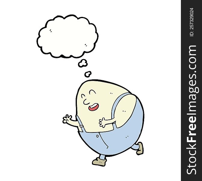 Cartoon Humpty Dumpty Egg Character With Thought Bubble