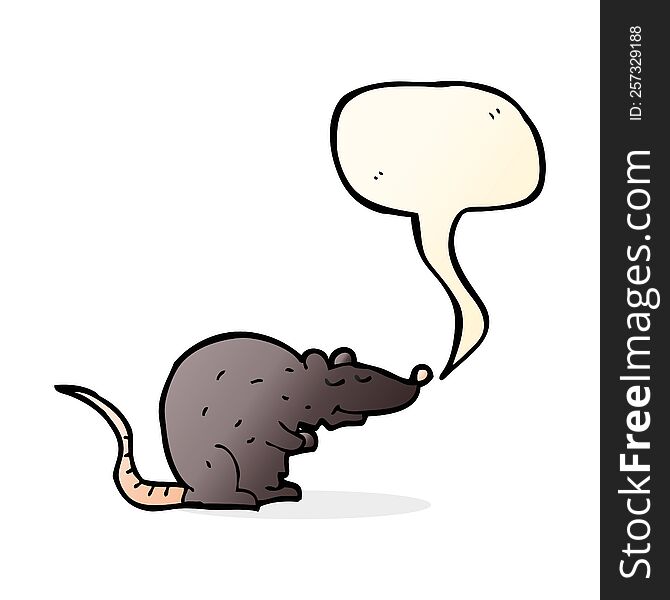 Cartoon Black Rat With Speech Bubble