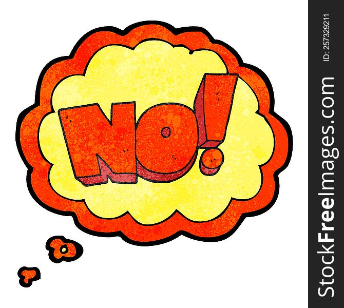 freehand drawn thought bubble textured cartoon NO! shout