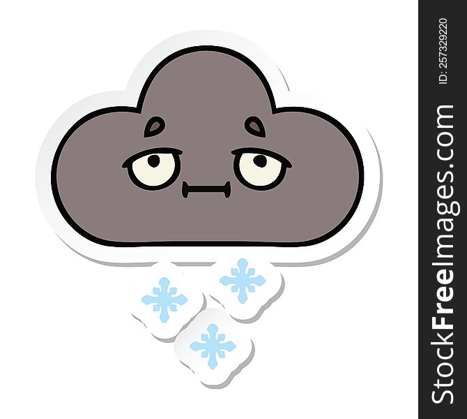 Sticker Of A Cute Cartoon Storm Snow Cloud