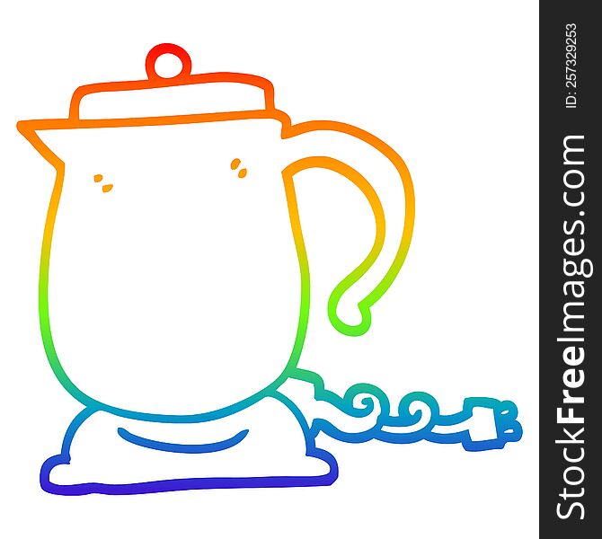 rainbow gradient line drawing of a cartoon kettle