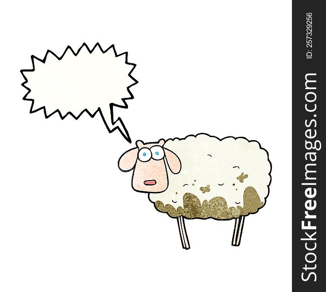 freehand speech bubble textured cartoon muddy sheep