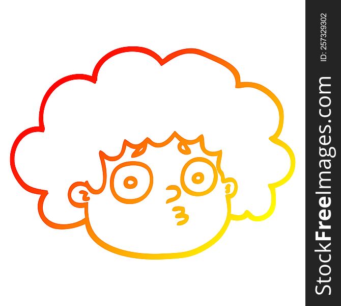 warm gradient line drawing cartoon big hair boy