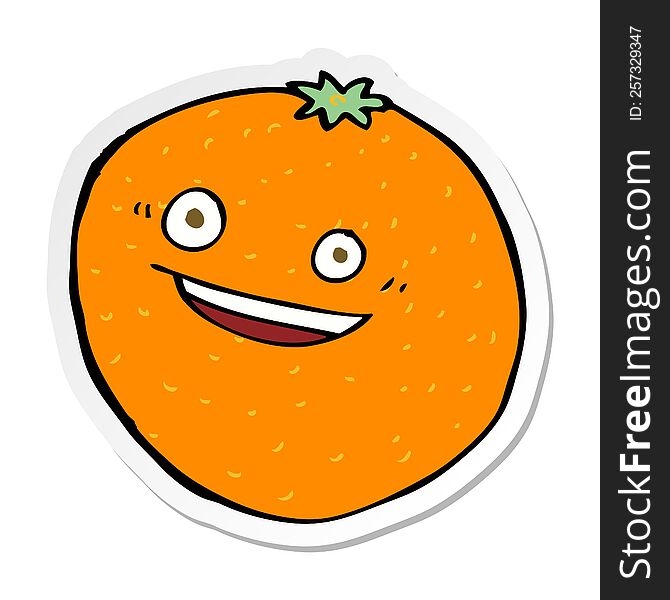 sticker of a happy cartoon orange