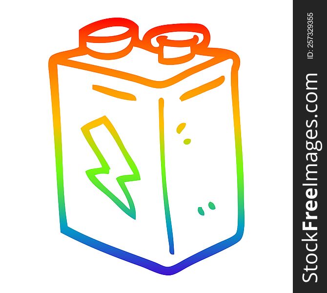 Rainbow Gradient Line Drawing Cartoon Battery