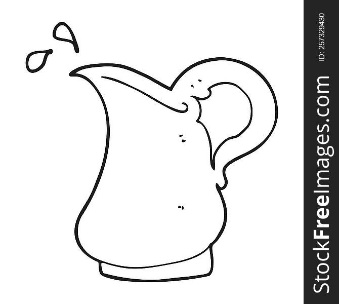 freehand drawn black and white cartoon milk jug