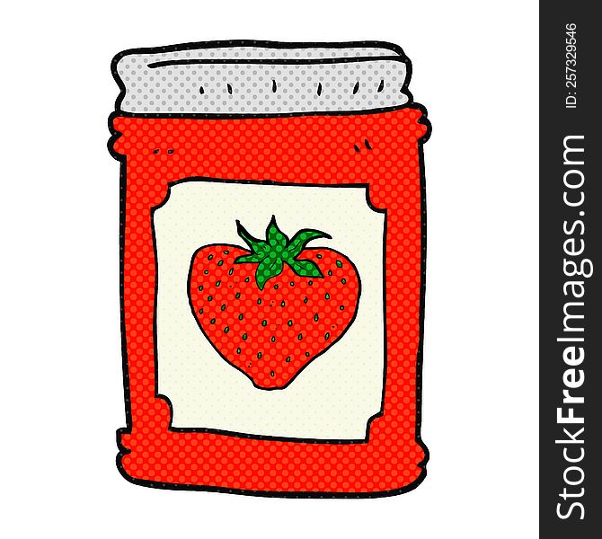 freehand drawn cartoon strawberry jam jar