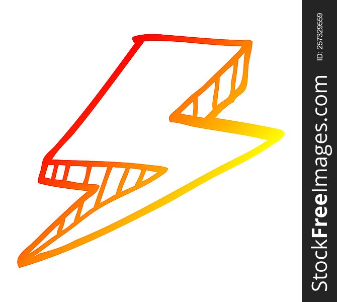 warm gradient line drawing of a cartoon lightning bolt