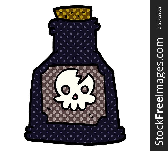 cartoon doodle poison in a bottle