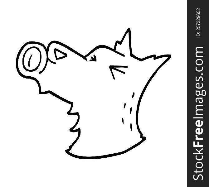 line drawing cartoon howling dog