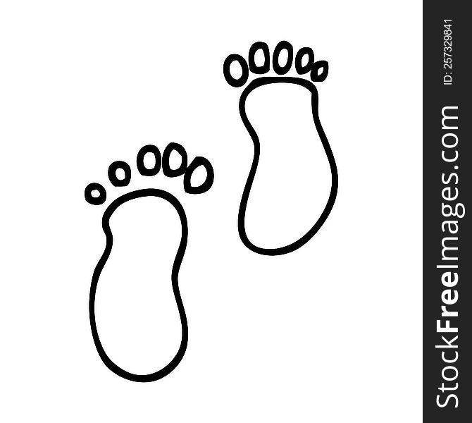 black and white cartoon foot prints