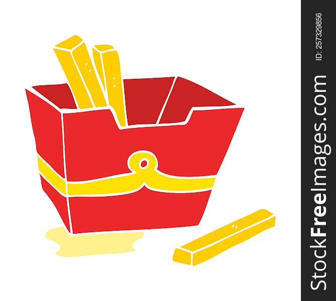 Flat Color Style Cartoon Box Of Fries