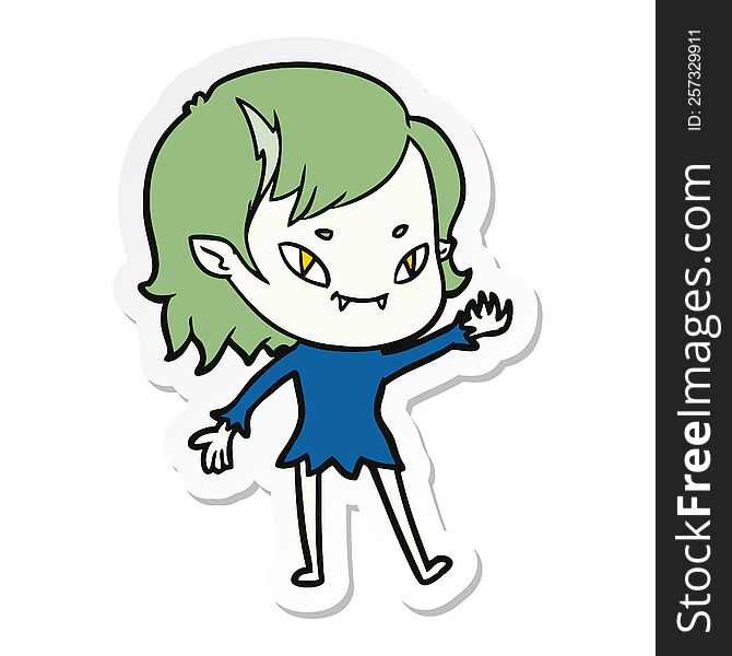 Sticker Of A Cartoon Friendly Vampire Girl