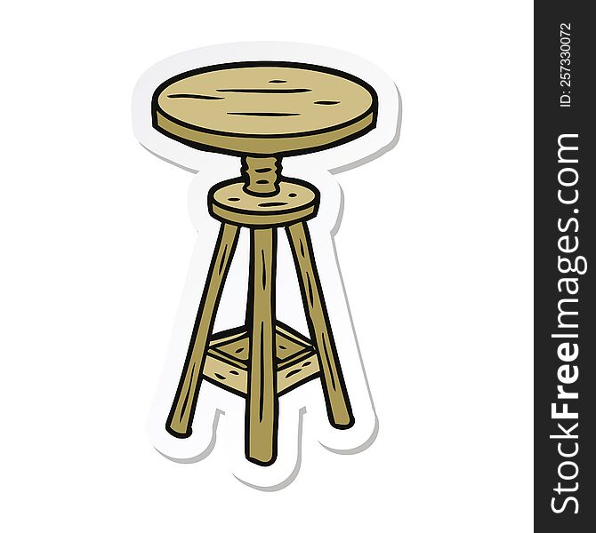 sticker of a cartoon artist stool