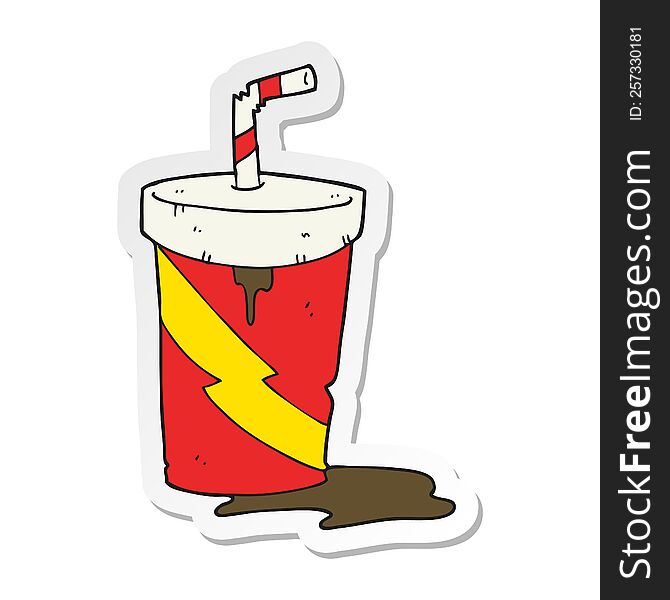 sticker of a cartoon junk food cola drink