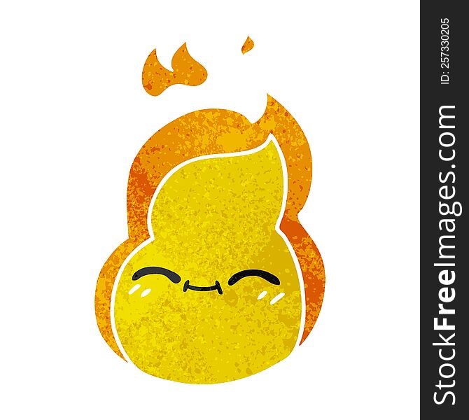 Retro Cartoon Of Cute Kawaii Fire Flame