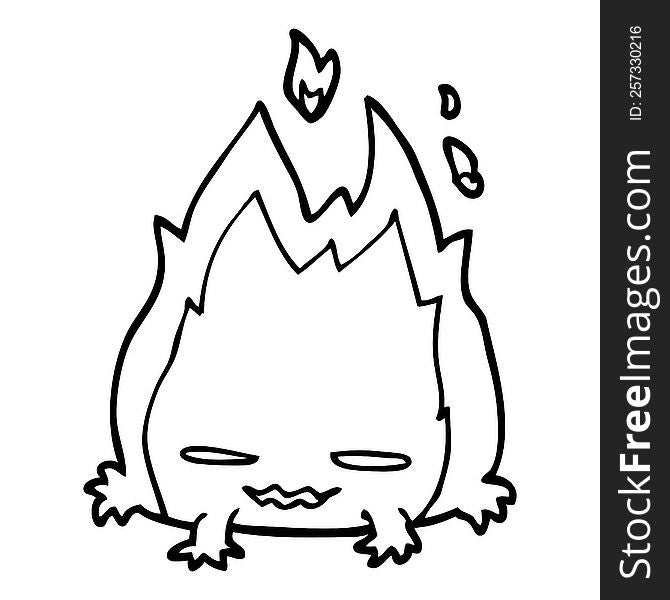 Line Drawing Cartoon Fire Demon