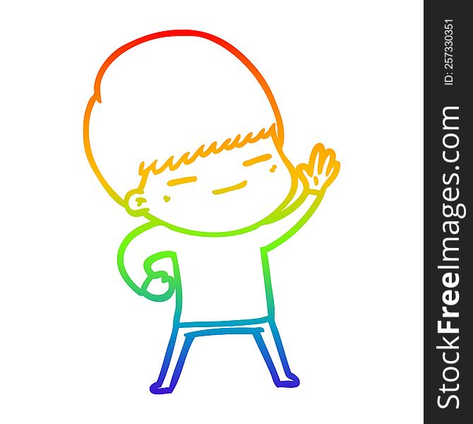 Rainbow Gradient Line Drawing Cartoon Smug Boy